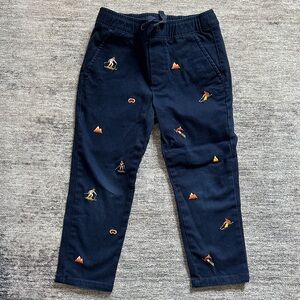 Janie & Jack Kids  Navy Ski Themed Embroidered Pants